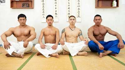 JustTheGays thumbnail for AndreChou79, Tezro_G, Ryuji Suzuki and AlasijiaMuscle group fuck – Judo Camp