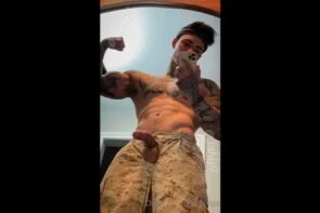 JustTheGays thumbnail for Quick solo jerk off – Soldier role play – Jake Andrich (Jakipz)