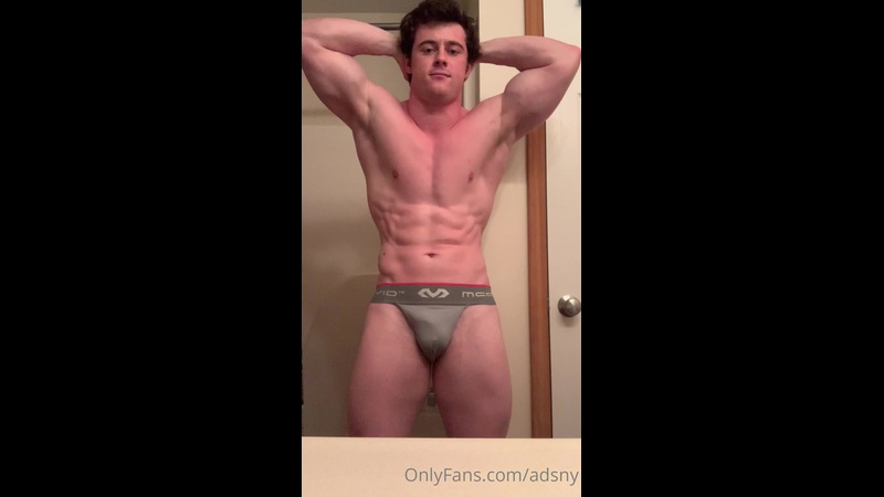 JustTheGays thumbnail for Showing off my muscular body while wearing a jockstrap – Adam Snyder