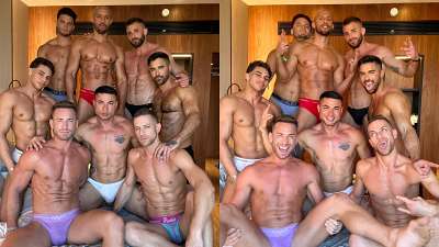 thumbnail for Thiago Lazzarato, Kaden Hylls, PoloxxxFans, Axel Rockham, Harold Lopez, Carlos Magati, Sumner Blayne and Liam Galty have an orgy