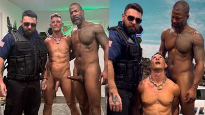 JustTheGays thumbnail for Joe Silver, Jax Thirio and Officer Moose fuck – We Went Streaking And Got Cought