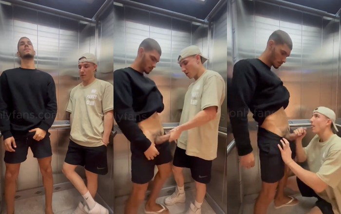 JustTheGays thumbnail for Txxomas – elevator blowjob