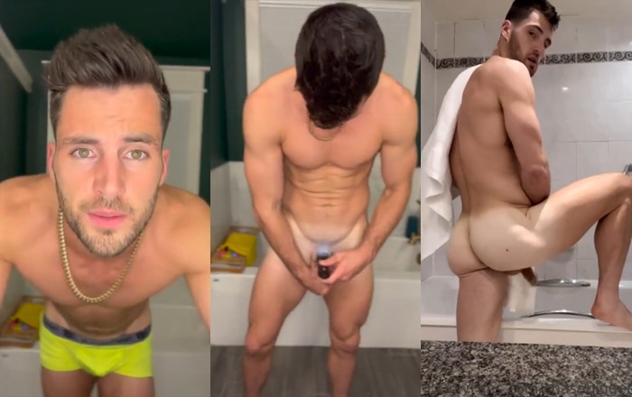 JustTheGays thumbnail for Beautiful youtuber shows off his ass after a shower