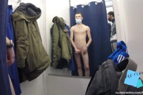 JustTheGays thumbnail for Russian twink jerks off in fitting room while people are outside – LordFlow