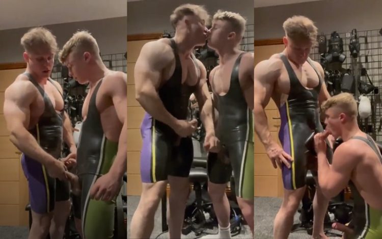 JustTheGays thumbnail for Young bodybuilders suck eachother in the gym