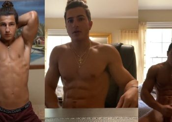 JustTheGays thumbnail for Young bodybuilder JohnD jerks off and cums