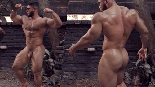 JustTheGays thumbnail for Atlas Astone – flexing naked after a workout