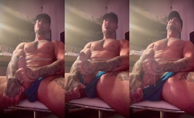 JustTheGays thumbnail for Stroking my cock and making myself cum hard – Kameron Michaels