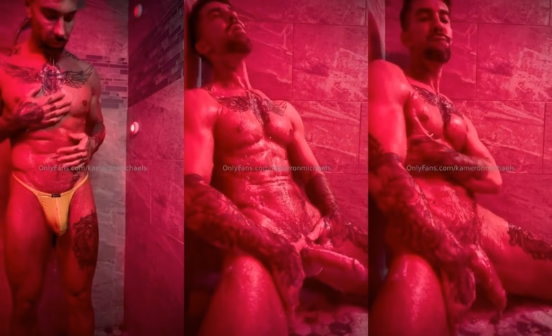 JustTheGays thumbnail for Having a shower and jerking off until I shoot a big thick load – Kameron Michaels (kameronmichaels)