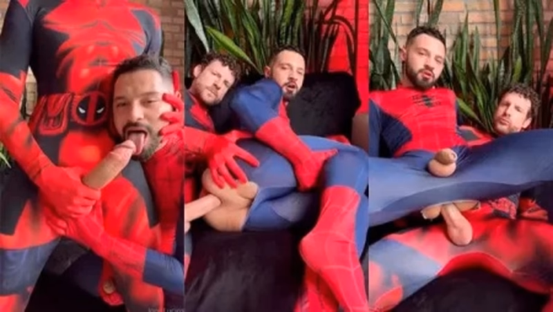 JustTheGays thumbnail for Igor Lucios and Tim Kruger fuck in spiderman costumes – Part 2