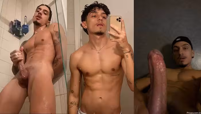 JustTheGays thumbnail for TikToker Pedro Del Penho (delpenho) jerks off in the shower